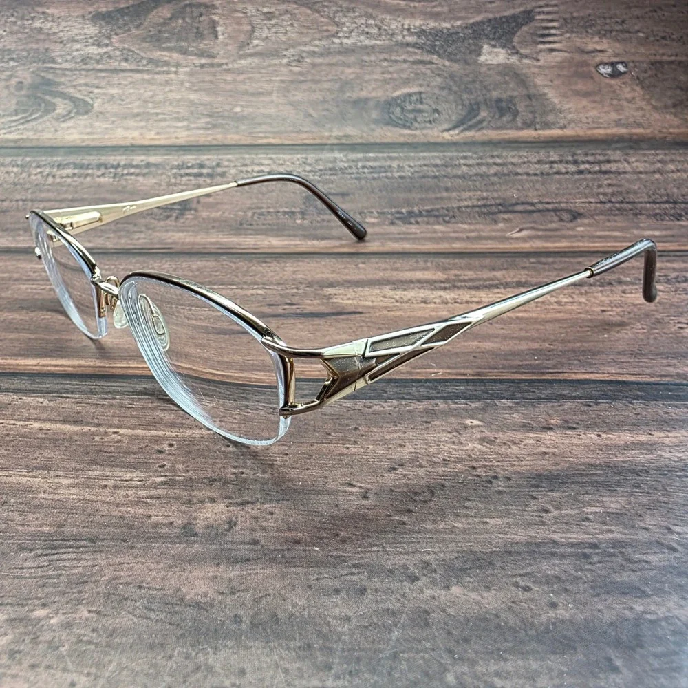 Faconnable Gold Semi Rimless Eyeglasses Oval Metal Frames Japan G30 51-18-135